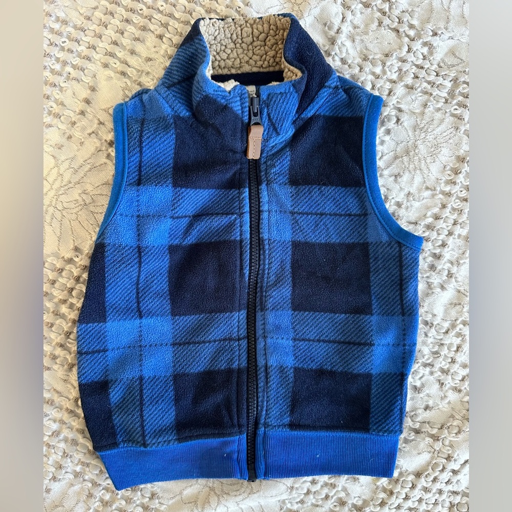 🦋Carter's Blue Plaid Fleece Vest